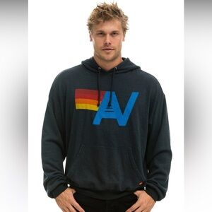 NWT - Aviator Nation - UNISEX Logo Pullover Relaxed Hoodie - Charcoal